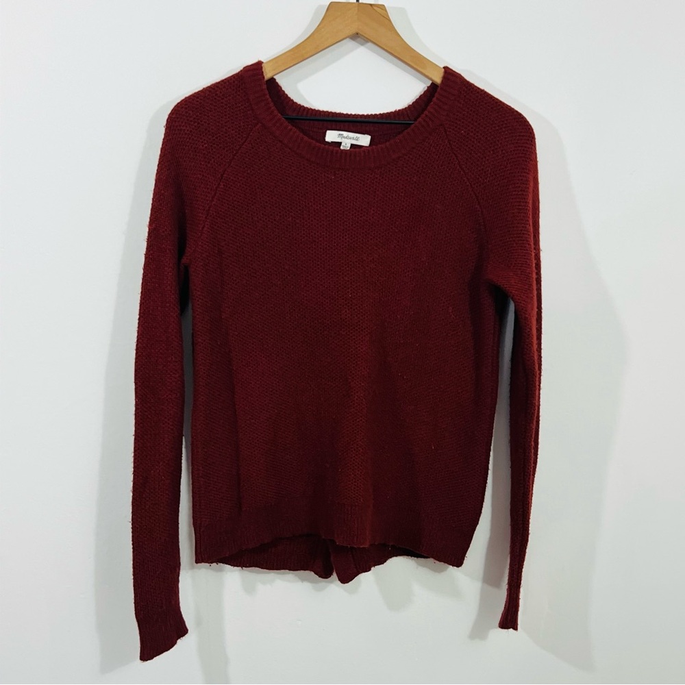 Madewell Cross Back Knit Sweater Red Clay Scoop Neck Relaxed Fit Pullover Small